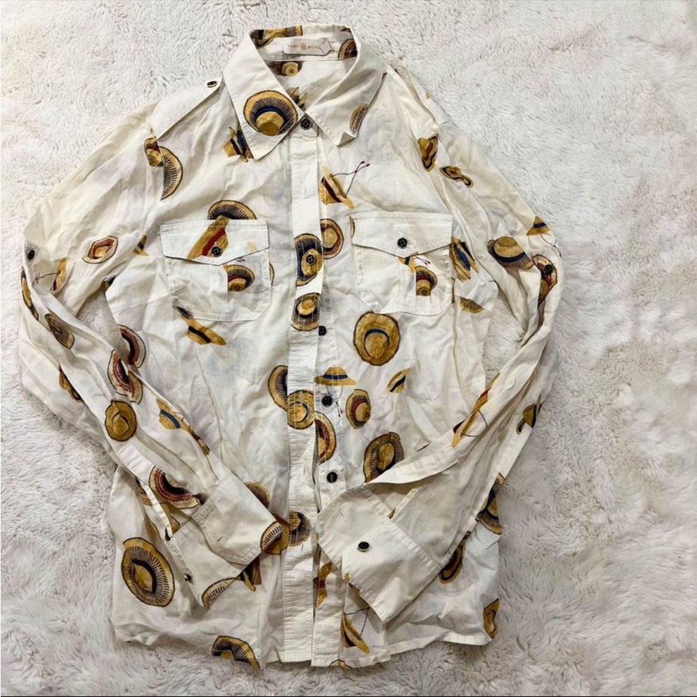 Tory Burch size 6 Bridgette hats blouse VGUC